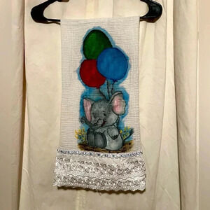 Hand Painted Baby Elephant Swaddle Tapestry